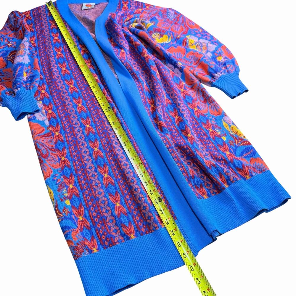 Farm Rio Floral Printed Cardigan Sweater Duster O/S Colorful Maximalist Boho - Picture 8 of 12
